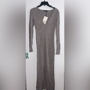 Zara Long Sleeve Gray Knit Dress
